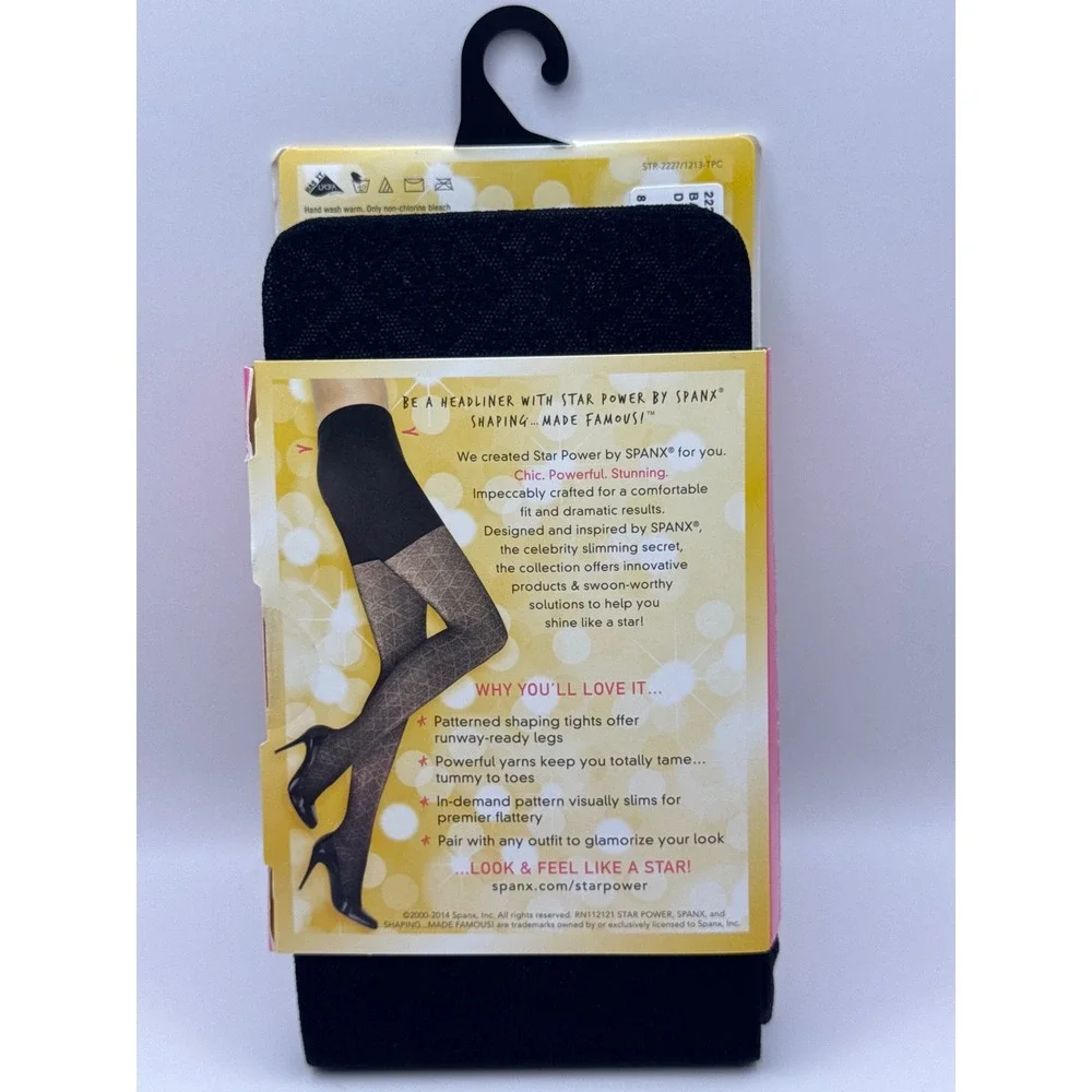 SPANX Star Power Center Stage Patterned Shaping Tights Black Size D (165-220lbs)
